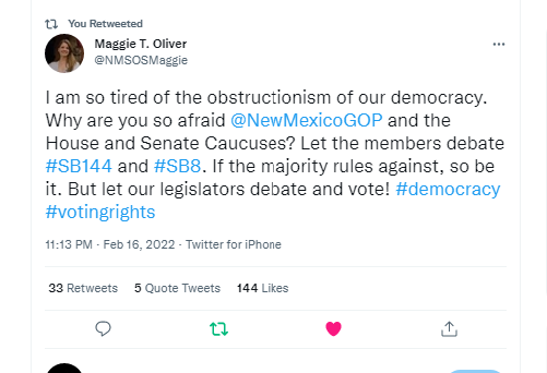 Maggie Toulouse Oliver, NM Secretary of State Denounces Obstruction of NM Voting Rights Act